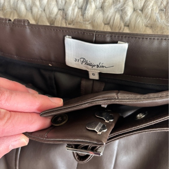 3.1 Phillip Lim Belted Vegan Leather Joggers Brown size 6. Brand new. - Picture 2 of 3